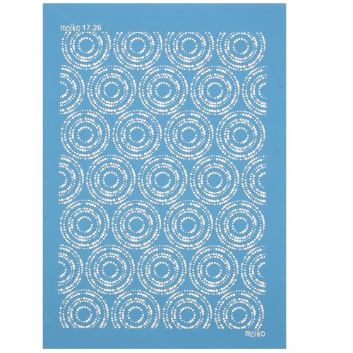 Silk Screen Moiko pour Pâte polymère 74x105 mm - Motif Cercles pointillés 17.26 x1