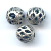 Boules filigranées  6 mm argenté vieilli x10|raw }}