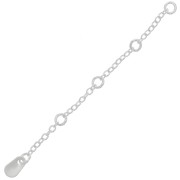 Chainette d'extension 4 anneaux ouverts - maille Forçat 60 mm - Placage Argent fin