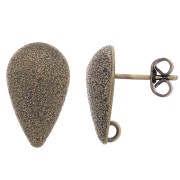 Clous d'oreilles goutte diamantées 14x8 mm - anneau ouvert - Bronze x2