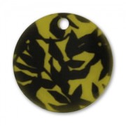 Sequin imprimé 22 mm Noir/Olivine x1