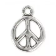 Breloque irrégulière peace 18 mm Placage Argent fin vieilli x1