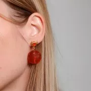 Perles plates rondes acrylique 22 mm Bleu marine Marbré x6