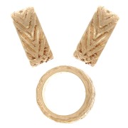 Perle rondelle travaillée 7 mm avec gros trou - Argent 925 Doré à l'or fin x1