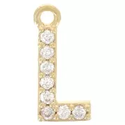 Breloque lettre alphabet 10mm oxydes de Zirconium - L - Doré à l'or fin - Crystal
