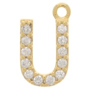 Breloque lettre alphabet 10 mm avec oxydes de Zirconium - U - Doré - Crystal x1|raw }}