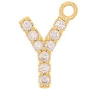 Breloque lettre alphabet 10 mm avec oxydes de Zirconium - Y - Doré - Crystal x1|raw }}