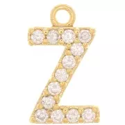 Breloque lettre alphabet 10 mm avec oxydes de Zirconium - Z - Doré - Crystal x1