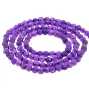 Perles  rondes facettées 3.5 mm en pierre gemme  teintée - Jade violette x37cm