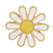 Perle marguerite 17 mm avec résine époxy Blanc - Jaune Acier inoxydable 304 Doré|raw }}