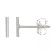 Puces d'oreilles barre fine 6 mm en Argent 925 x2