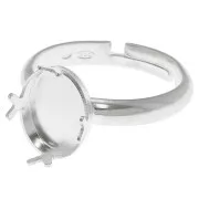 Bague ajustable pour cabochon fond plat 10x8 mm - Taille 53 à 58 - Argent 925 x1