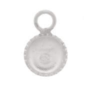 Mini serti pendentif rond dentelé pour cabochon fond plat 3 mm - Argent 925 x1