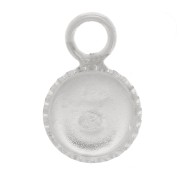 Mini serti pendentif rond dentelé pour cabochon fond plat 4 mm - Argent 925 x1|raw }}