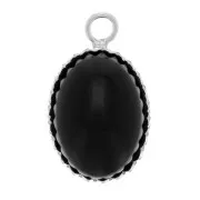 Serti pendentif ovale dentelé pour cabochon fond plat 10x8 mm - Argent 925 x1