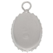Serti pendentif ovale dentelé pour cabochon fond plat 14x10mm - Argent 925 x1