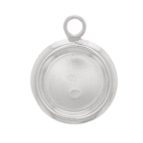 Serti pendentif rond à rebord pour cabochon fond plat 5 mm - Argent 925 x1