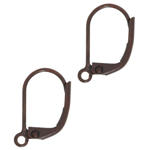 Dormeuses 15 mm avec anneau ouvert - Cuivré vieilli x4