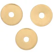 Perles rondelles Heishi - disques plats percés 4x0.5 mm - Doré à l'or fin x50
