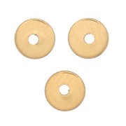 Perles rondelles Heishi - disques plats percés 4x1 mm - Doré à l'or fin x10