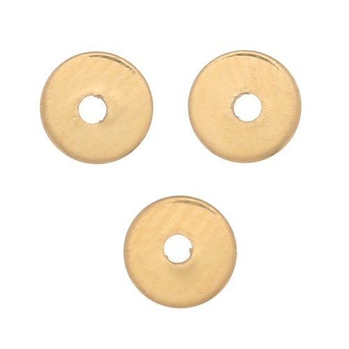 Perles rondelles Heishi - disques plats percés 4x1 mm - Doré à l'or fin x50