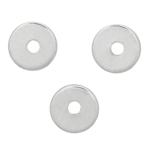 Perles rondelles Heishi - disques plats percés 4x0.7 mm - Argenté x50