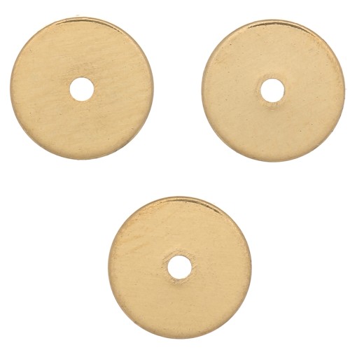 Perles rondelles Heishi - disques plats percés 6x0.5 mm - Doré à l'or fin x10