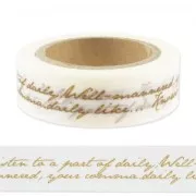 Ruban adhésif 15 mm Ecriture Ecru/Bronze x10m