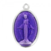 Médaille résine époxy Vierge 25 mm Purple x1