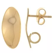 Clous d'oreilles ovale ondulé 18x8 mm - anneau ouvert - Doré à l'or fin x2