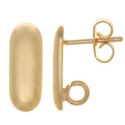 Clous d'oreilles rectangle arrondi 15x6 mm - anneau ouvert - Doré à l'or fin x2|raw }}