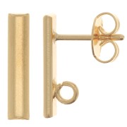 Clous d'oreilles barre arrondi 15x3 mm - anneau ouvert - Doré à l'or fin x2|raw }}