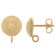 Clous d'oreilles rond texturé 10 mm - anneau ouvert - Doré à l'or fin x2|raw }}