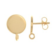 Clous d'oreilles disque 8 mm - anneau perpendiculaire ouvert - Doré à l'or fin x2|raw }}