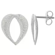 Clous d'oreilles coeur évidé martelé 16x13 mm - Placage Argent fin x2