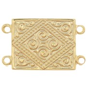 Intercalaire rectangle 2 rangs 22x13.5 mm motif ethnique - Doré à l'or fin x1