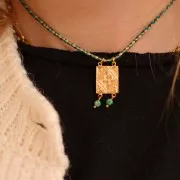 Intercalaire rectangle 2 rangs 22x13.5 mm motif ethnique - Placage Argent fin x1