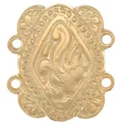 Intercalaire rectangle 2 rangs 17x15 mm motif ethnique - Doré à l'or fin x1