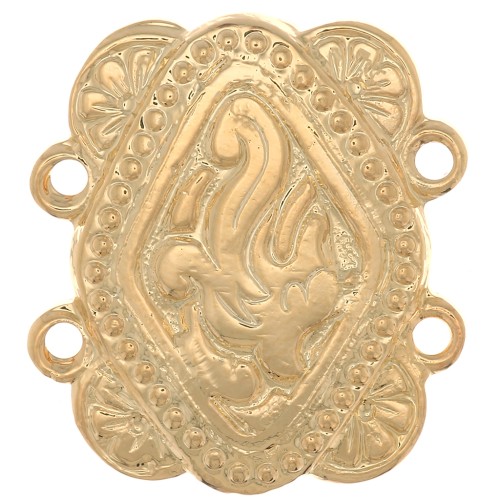 Intercalaire rectangle 2 rangs 17x15 mm motif ethnique - Doré à l'or fin x1