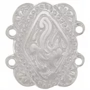 Intercalaire rectangle 2 rangs 17x15 mm motif ethnique - Placage Argent fin x1