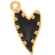 Pendentif coeur irrégulier - résine époxy 22x13mm Doré à l'or fin - Noir|raw }}