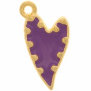 Pendentif coeur irrégulier résine époxy 22x13mm - Doré à l'or fin - Violet|raw }}