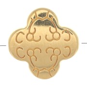 Perle trèfle travaillée 11 mm - Doré à l'or fin x1