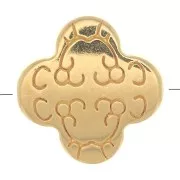 Perle trèfle travaillée 11 mm - Doré à l'or fin x1