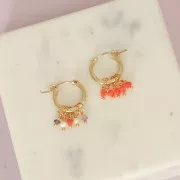 Perles en verre irrégulières facettées 3 mm - Corail x33cm