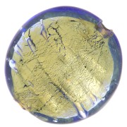 Bombée Murano 16 mm Bleu saphir et feuille d'or x1|raw }}