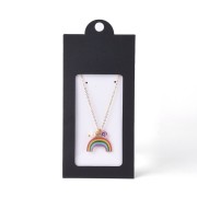 Emballage en carton avec son étiquette pour bijoux 13x6.5 cm - Noir - Blanc x1