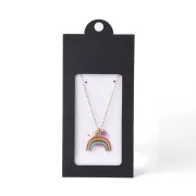 Emballage en carton avec son étiquette pour bijoux 13x6.5 cm - Noir - Blanc x1