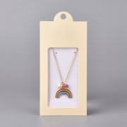 Emballage en carton avec son étiquette pour bijoux 13x6.5cm - Beige - Blanc x1