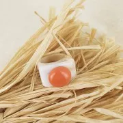 Bague large en résine - Taille 54 - Transparent - Marron foncé marbré x1